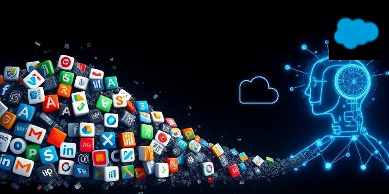 Abstract visualization of AI disrupting traditional software business models