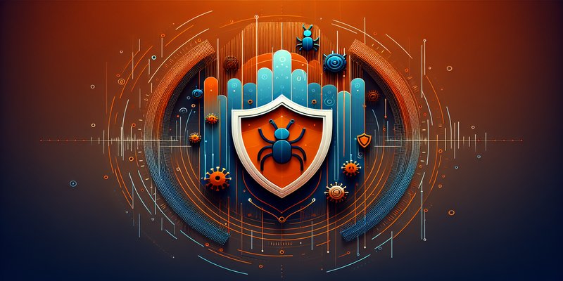 Firefox browser logo with AI-powered security scanning visualization showing detected vulnerabilities in code