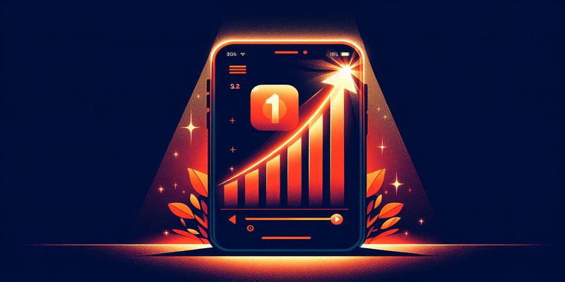 Smartphone showing Claude app at number one position with upward trending download chart in orange and dark tones