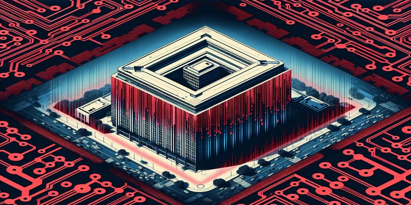 Government building with AI surveillance overlay representing the Pentagon-Anthropic dispute
