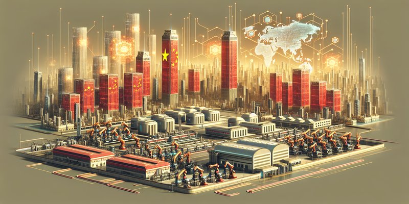 Futuristic cityscape representing China's ambitious AI national strategy and five-year plan