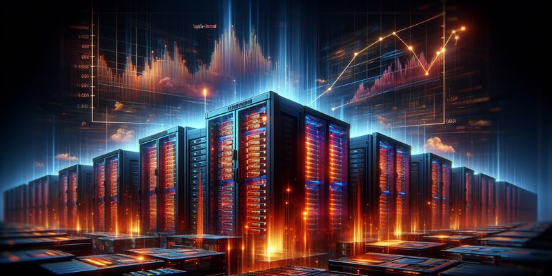 Stacked server memory modules with neural network visualizations, representing global memory chip shortage