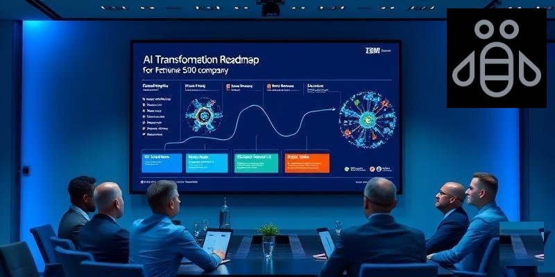 Professional consulting team working on enterprise AI implementation in a modern office setting