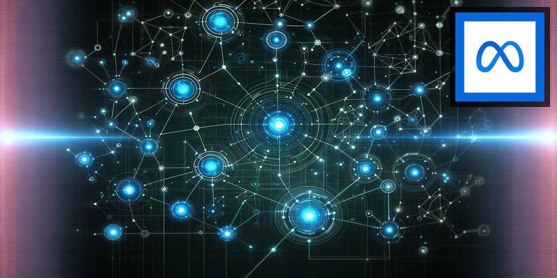 Abstract digital social network with interconnected AI agent nodes on dark blue background