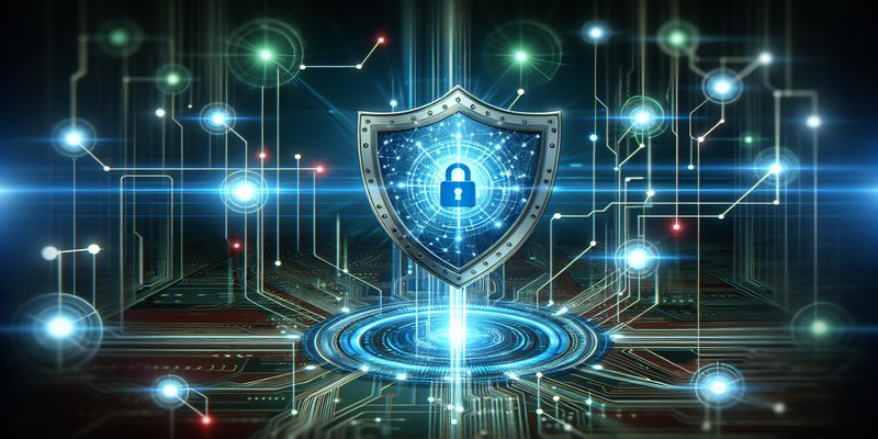 Digital shield protecting interconnected AI nodes representing OpenAI enterprise security acquisition