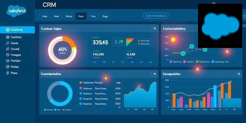 Cloud computing data center with blue lighting representing Salesforce enterprise AI cloud infrastructure