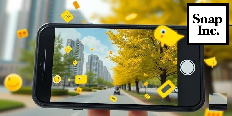 Smartphone with augmented reality filters and AI-powered camera features on screen